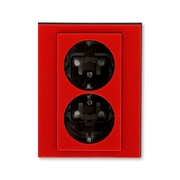 Выключатель одноклавишный цвет красный / дымчатый чёрный