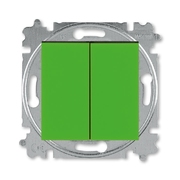 Выключатель двухклавишный двухклавишный цвет зелёный / дымчатый чёрный