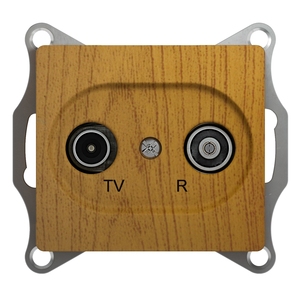 Розетка радио (R), телевизионная (TV) проходная двойная цвет дуб