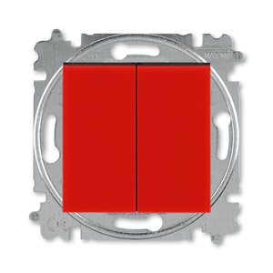 Выключатель двухклавишный двухклавишный цвет красный / дымчатый чёрный