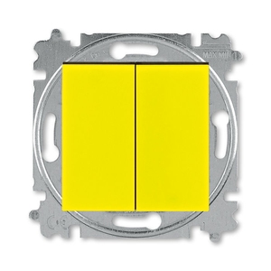Выключатель двухклавишный двухклавишный цвет жёлтый / дымчатый чёрный