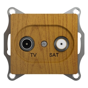 Розетка спутниковая (SAT), телевизионная (TV) проходная двойная цвет дуб