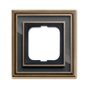 Рамка 1 пост цвет латунь античная, черное стекло