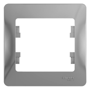 Розетка IP 44 с рамкой одинарная в алюминиевом цвете
