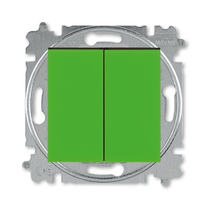 Кнопка с Н.О. контактом двухклавишная цвет зелёный / дымчатый чёрный